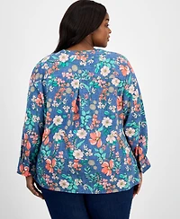 Tommy Hilfiger Plus Floral-Print Popover Tunic, Exclusively at Macy's