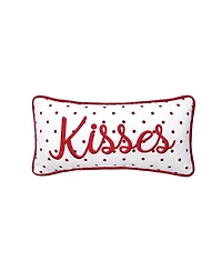 6" x 12" Valentine's Day Kisses Dot Small/Petite Embroidered Red Accent Throw Pillow