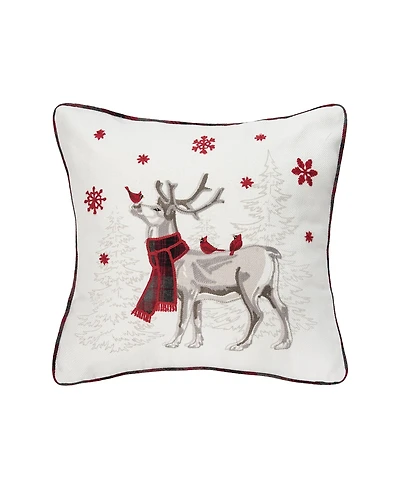 18" x 18" Frosty Deer Embellished Christmas Throw Pillow