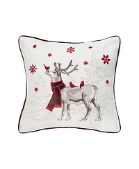 18" x 18" Frosty Deer Embellished Christmas Throw Pillow