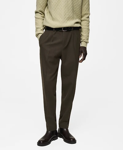 Mango Men's Slim-Fit Wool Flannel Trousers