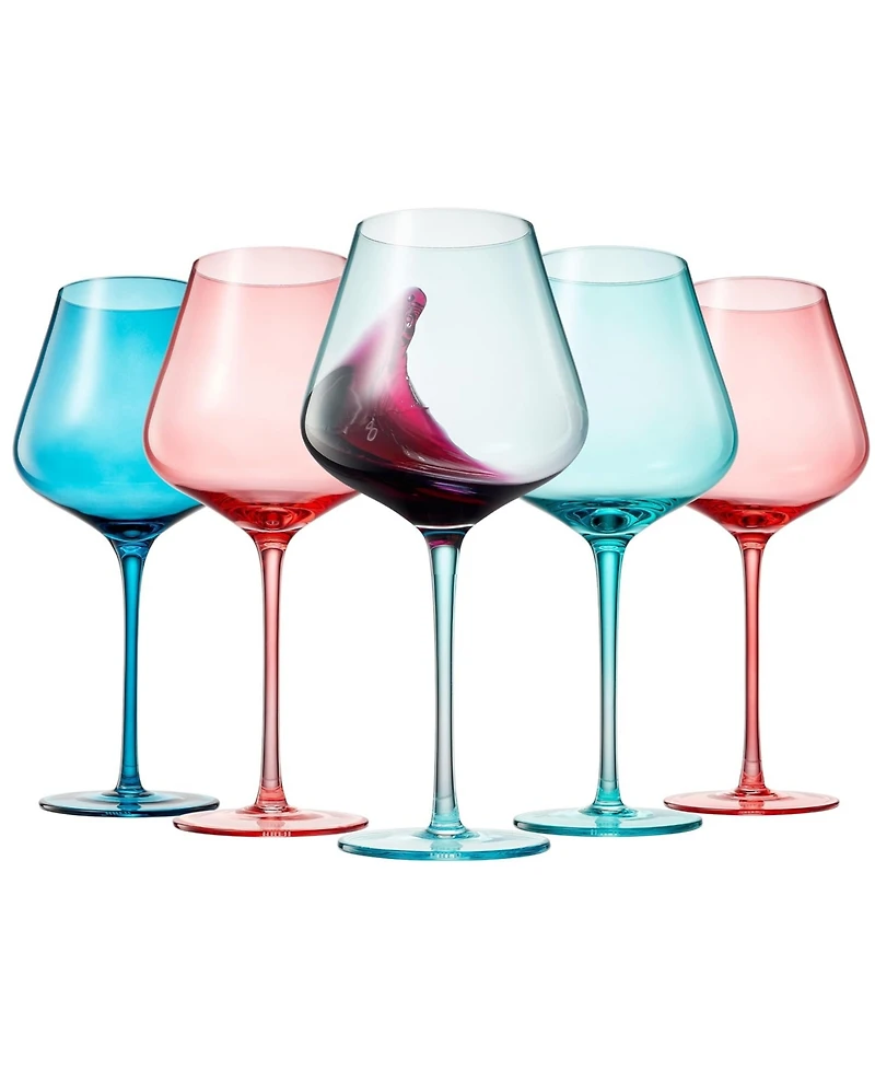 The Wine Savant Colors of St Barths Island Wine Glasses, Set of 5