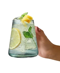 The Wine Savant Stemless German Design Ribbed Wine Glasses, Set of 2