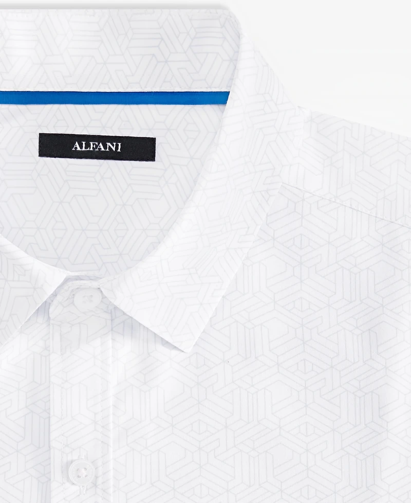 Alfani Men's Illusion Long Sleeve Geo Print Button-Front Performance Shirt, Exclusively at Macy's