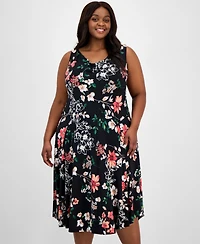 Robbie Bee Plus Printed Cowl-Neck Midi Dress