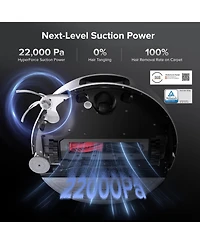 Roborock Saros 10 Robot Vacuum and Mop, 3.14 inches Ultra Thin Design, Auto Mop Detachment, 0% Hair Tangling, 22,000 Pa Suction Power and 10-in-1 Dock