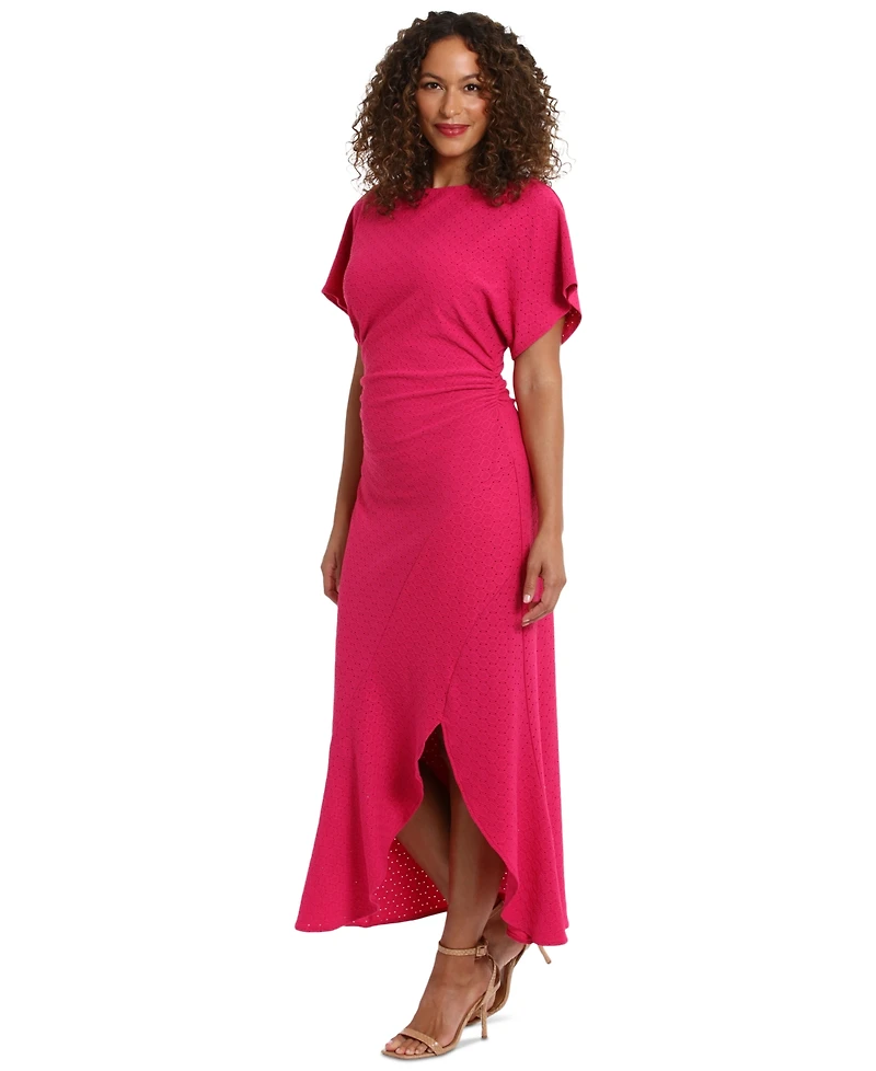 London Times Women's Boat-Neck Flutter-Sleeve Dress