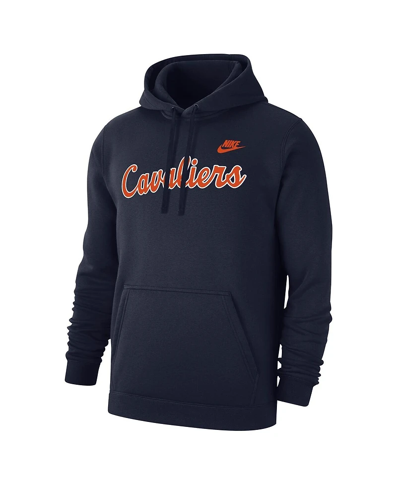 Nike Men's Navy Virginia Cavaliers Vintage Script Club Fleece Pullover Hoodie