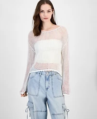 Ultra Flirt Juniors' Shimmer Open-Knit Sweater