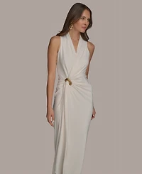 Donna Karan New York Women's Draped Faux-Wrap Gown