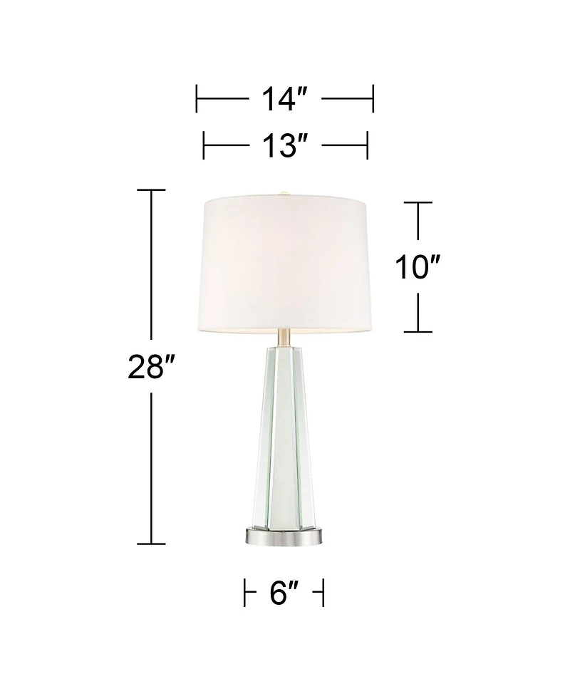 Regency Hill Braydon Modern Table Lamps Set of 2 28" Tall Mirrored with Usb Charging Port White Drum Shade for Bedroom Living Room Bedside Nights