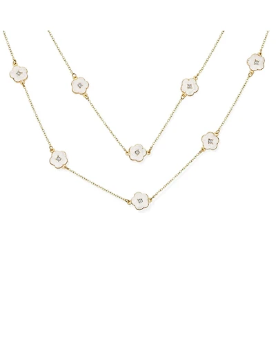 Bling Jewelry Fashion Enamel Flower Strand Necklace Gold Plated 36 Inch Crystal Accents