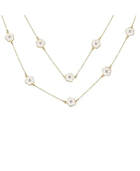 Bling Jewelry Fashion Enamel Flower Strand Necklace Gold Plated 36 Inch Crystal Accents