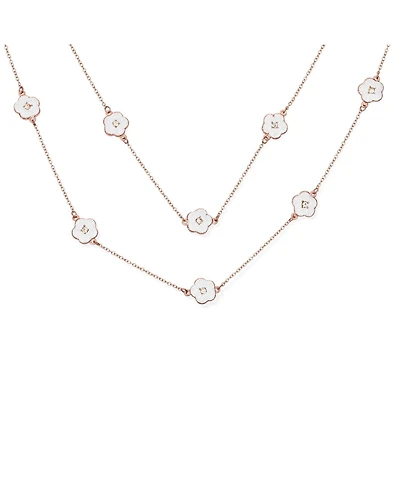 Bling Jewelry Fashion Enamel Flower Strand Necklace Gold Plated 36 Inch Crystal Accents