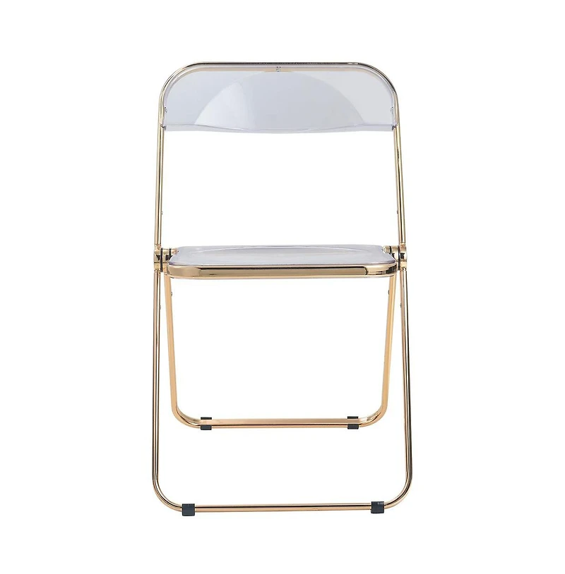 Lawrence Acrylic Folding Chair With Gold Metal Frame