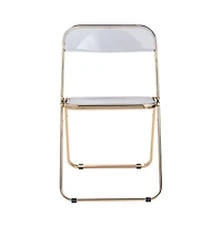 Lawrence Acrylic Folding Chair With Gold Metal Frame