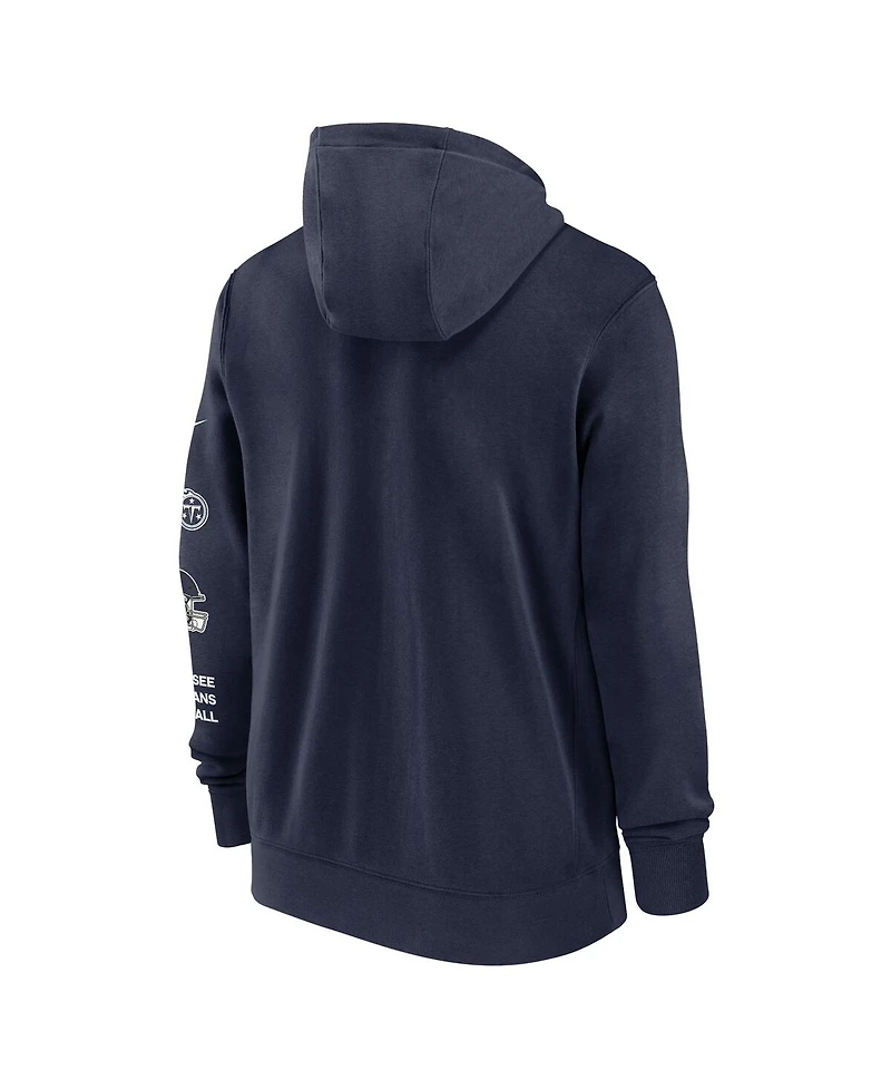 Nike Men's Navy Tennessee Titans Club Full-Zip Hoodie Jacket