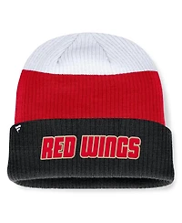 Fanatics Men's Black/Red Detroit Red Wings Heritage Showboat Color-Block Cuffed Knit Hat