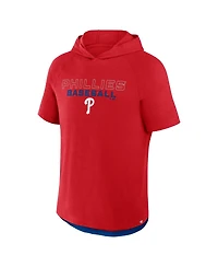 Fanatics Men's Red Philadelphia Phillies Clubhouse Optimal Play Raglan Short Sleeve Pullover Hoodie