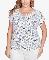 Hearts Of Palm Plus Making Waves Flip Flop Print Top