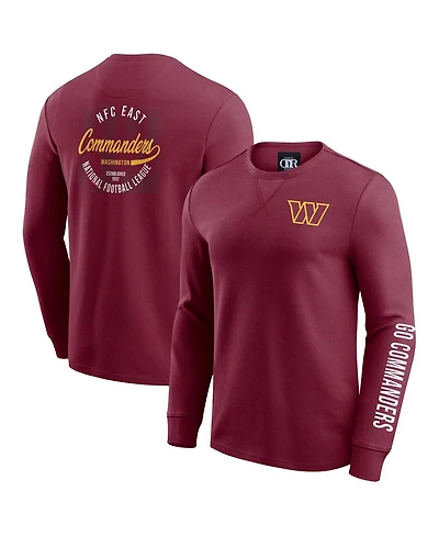 Fanatics Men's Burgundy Washington Commanders Washed Waffle-Knit Long Sleeve T-Shirt