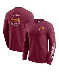 Fanatics Men's Burgundy Washington Commanders Washed Waffle-Knit Long Sleeve T-Shirt