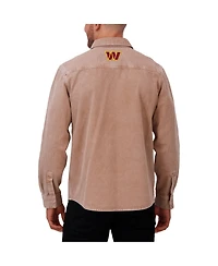 Fanatics Men's Brown Washington Commanders Garment Dyed Long Sleeve Full Snap Shirt