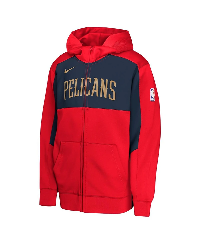Nike Youth Red/Navy New Orleans Pelicans Authentic On-Court Showtime Performance Full-Zip Hoodie