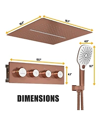 3 Functions Thermostatic Complete Rainfall Shower System with Body Spray