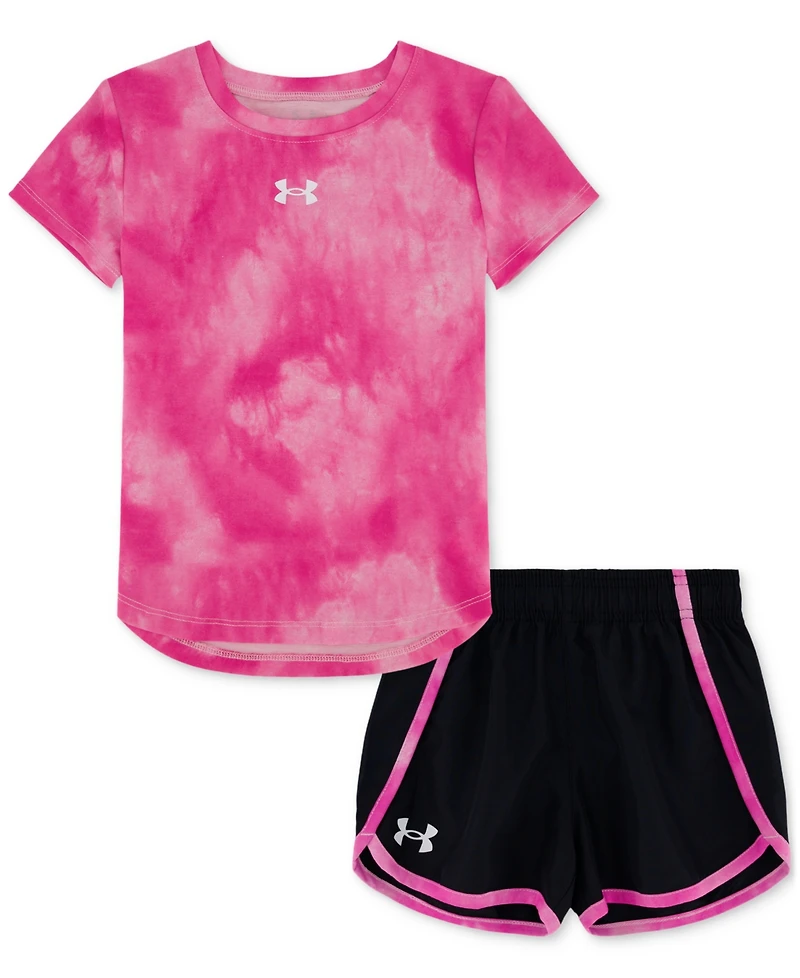 Under Armour Toddler & Little Girls Printed T-Shirt & Woven Shorts, 2 Piece Set