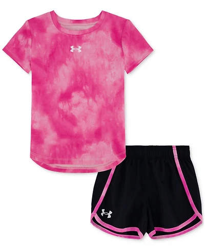 Under Armour Toddler & Little Girls Printed T-Shirt Woven Shorts, 2 Piece Set