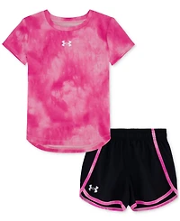 Under Armour Toddler & Little Girls Printed T-Shirt & Woven Shorts, 2 Piece Set
