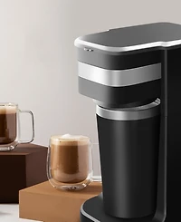 Elite Cuisine Personal Coffee Maker with Stainless Steel Interior Travel Mug