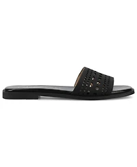Journee Collection Women's Brodie Perforated Slide Flat Sandals