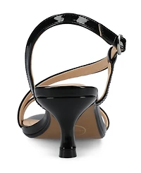 Journee Collection Women's Jemry Asymmetrical Strap Kitten Heel Dress Sandals