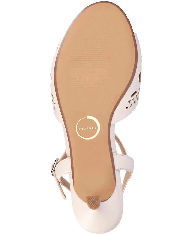 Journee Collection Women's Jessly Perforated Kitten Heel Dress Sandals