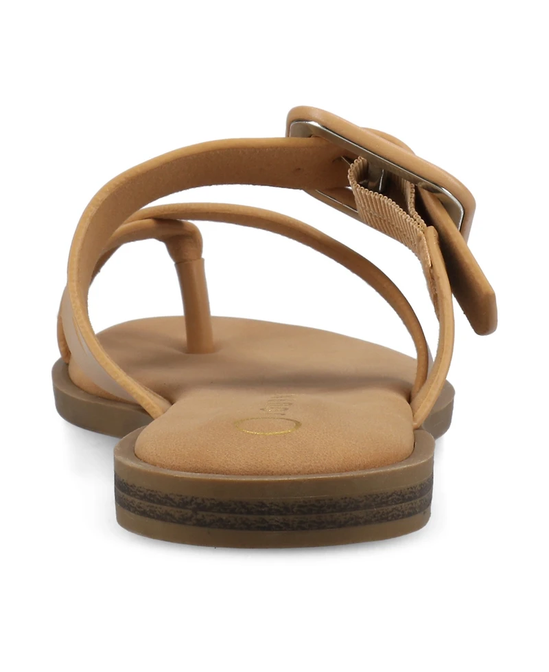 Journee Collection Women's Layra Strappy Buckle Flat Sandals