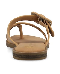 Journee Collection Women's Layra Strappy Buckle Flat Sandals