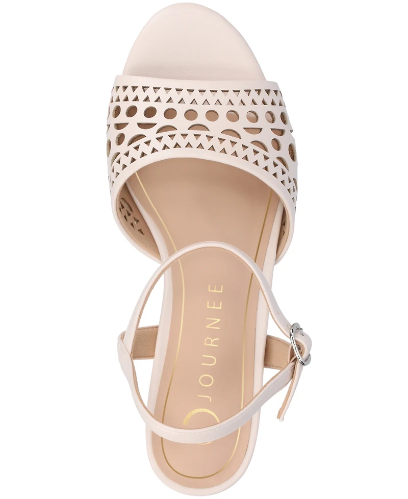 Journee Collection Women's Jessly Perforated Kitten Heel Dress Sandals