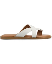 Journee Collection Women's Prizzie Toe Ring Strappy Flat Sandals