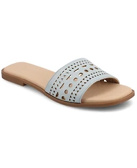 Journee Collection Women's Brodie Perforated Slide Flat Sandals