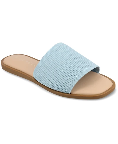 Journee Collection Women's Prisilla Single Band Slide Flat Sandals