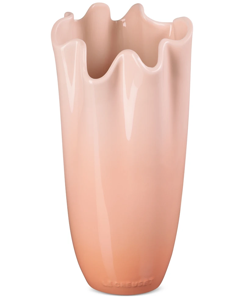 Le Creuset Stoneware Iris Collection Ruffle Vase, 12"H