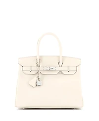 Pre-Owned HERMES Birkin 30 Handbag Light Epsom with Palladium Hardware