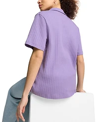 Puma Women's Wardrobe Essential Short-Sleeve Pointelle Shirt