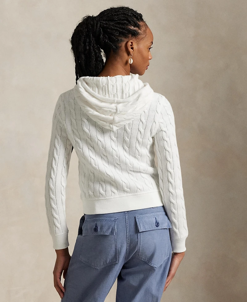 Polo Ralph Lauren Women's Cable-Knit Cotton Full-Zip Hoodie Sweater