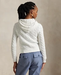 Polo Ralph Lauren Women's Cable-Knit Cotton Full-Zip Hoodie Sweater