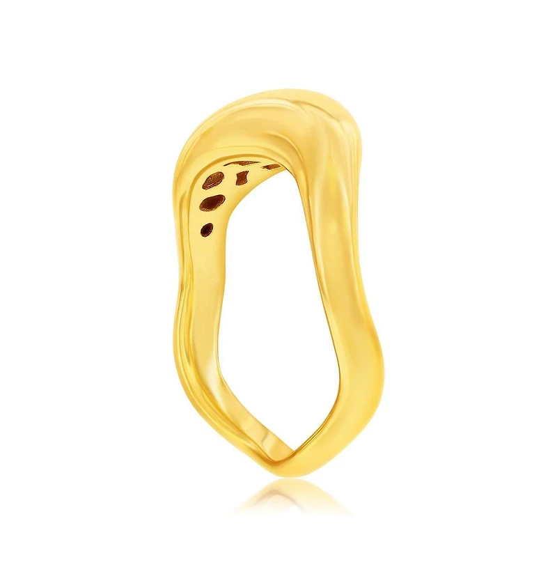 Sterling Silver, Gold Plated High-Polished Puffed Wavy Ring