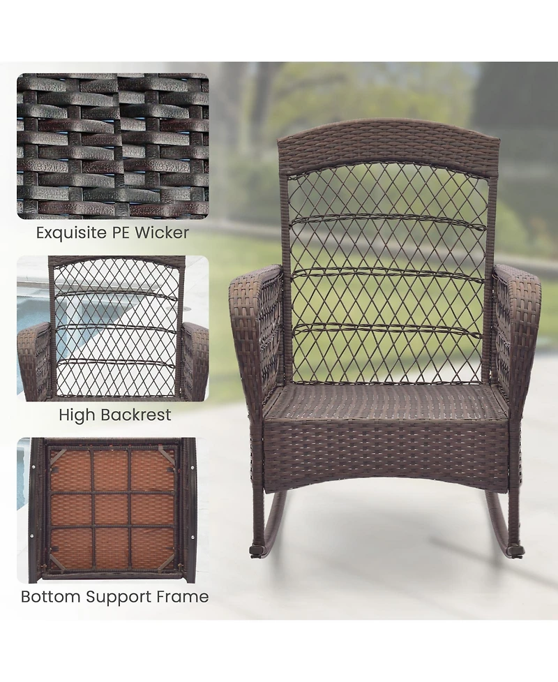 3 Pieces Rocking Bistro Set with 2-Tier Coffee Table