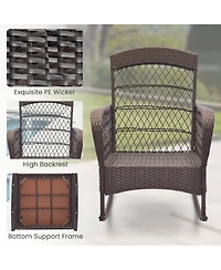 3 Pieces Rocking Bistro Set with 2-Tier Coffee Table